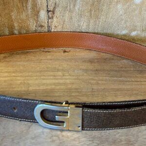 Gucci Rare Vintage Reversible Dark Brown/ Tan Belt with Oval Pivoting G Buckle